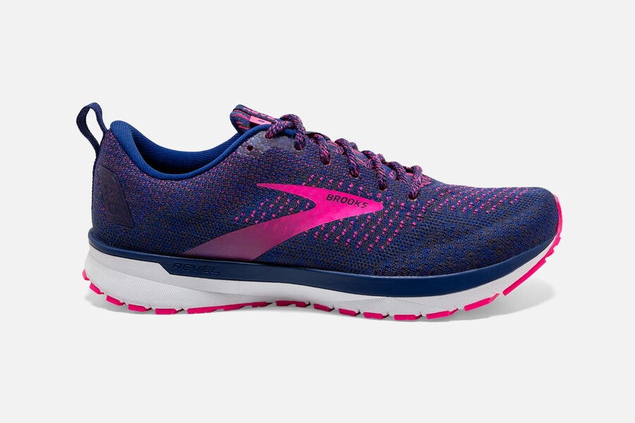 Brooks Running Shoes - Revel 4 Road Womens - Blue/Pink - WLJ-872314